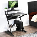 Compact Modern Z-Shaped Computer Desk with Monitor Shelf