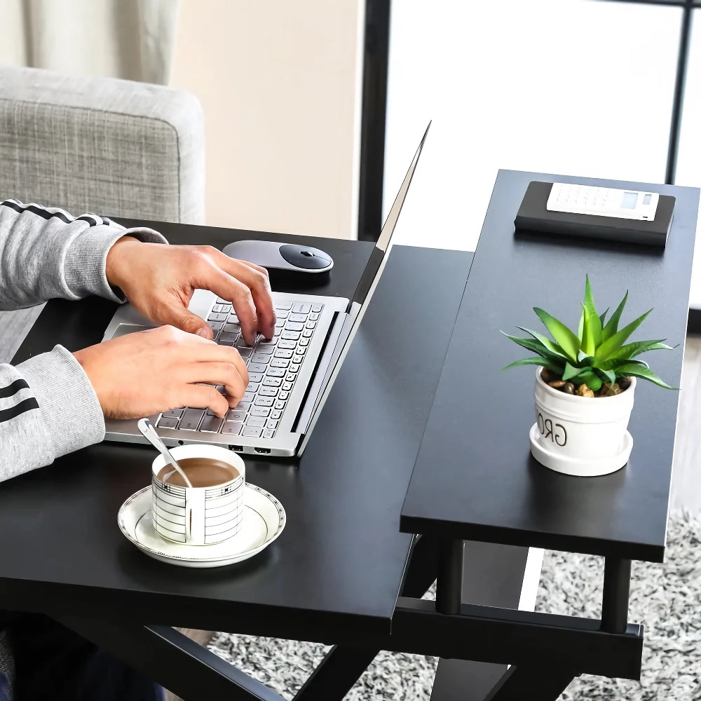 Compact Modern Z-Shaped Computer Desk with Monitor Shelf