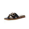 Summer Square Toe Leather Slippers