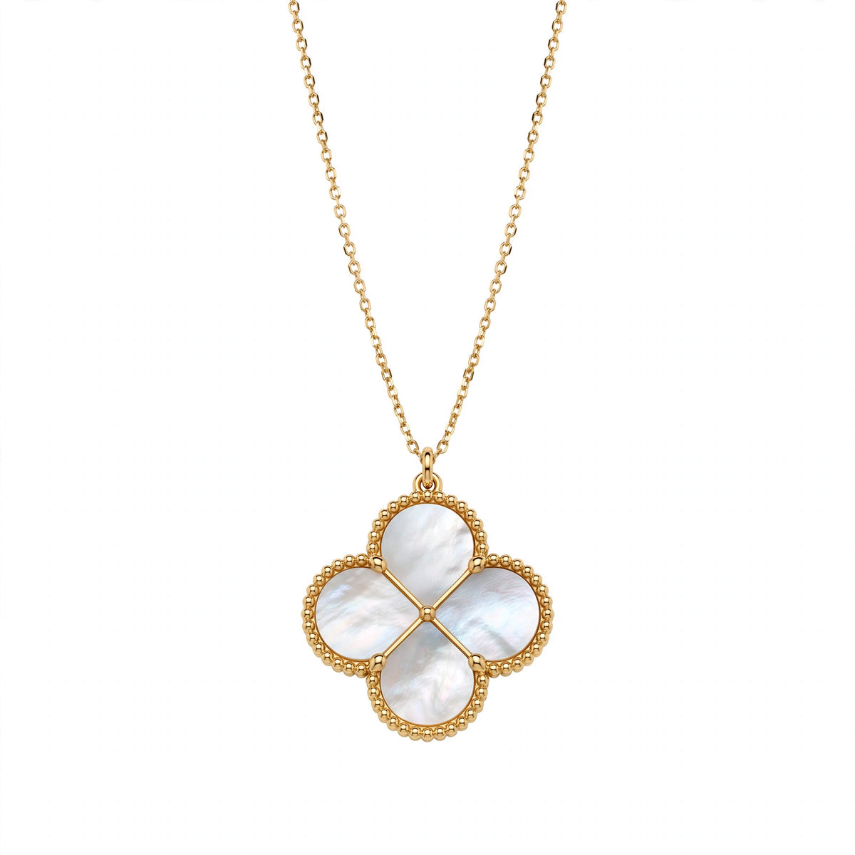 Luna Clover Lucky Necklace - 14K Gold Vermeil - Mother of Pearl