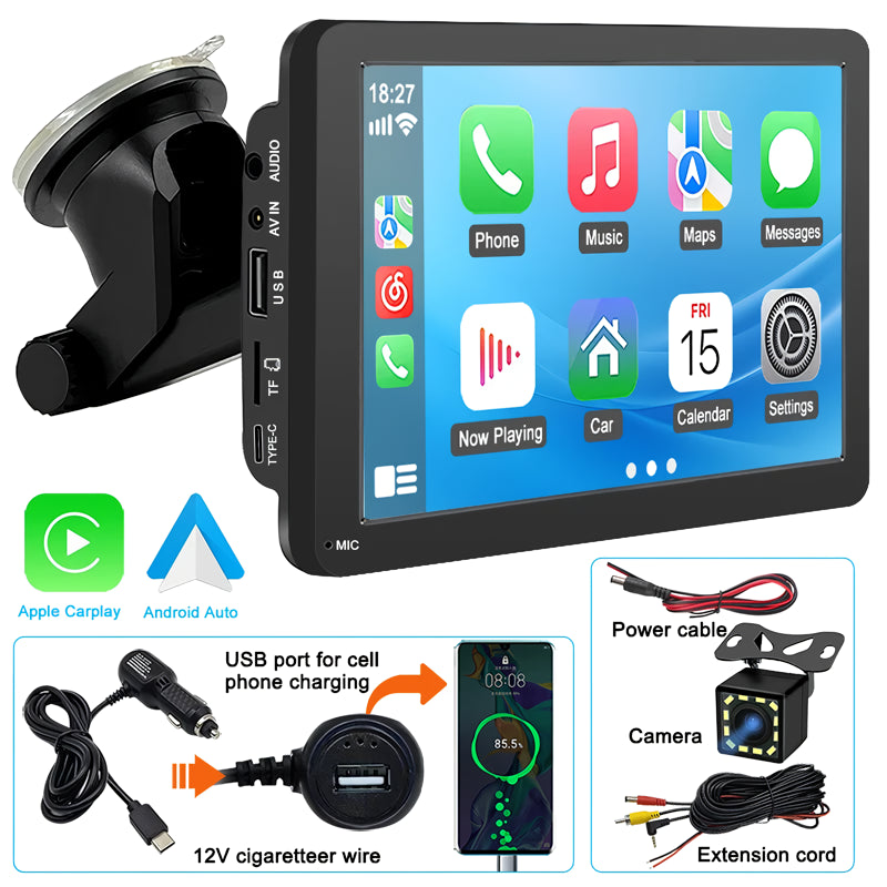 Universal 7-inch Touchscreen Car MP5 Player with Wireless Apple CarPlay & Android Auto